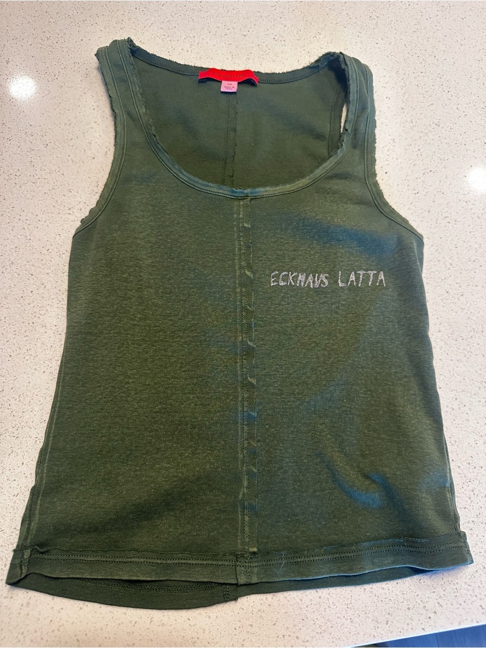 Eckhaus Latta Olive Green Center-Seam Tank Top